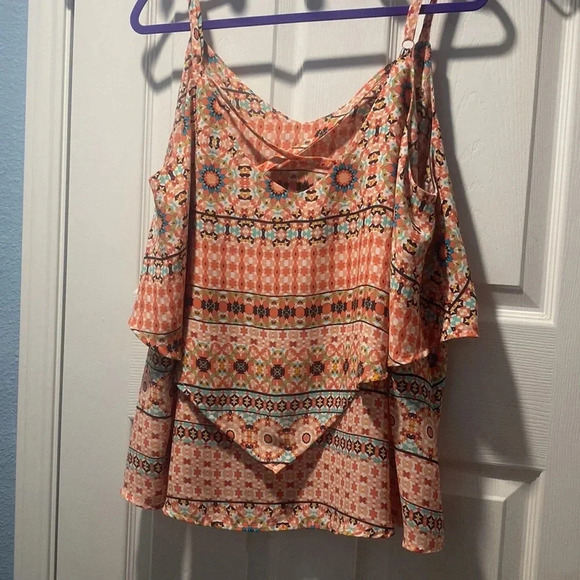 Torrid Mosaic Print Layered Criss Cross Back Cami Boho Print Layered size 2X - Picture 4 of 10